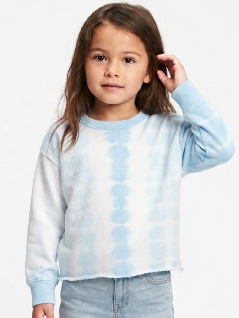 Wonder Nation Girls Tie Dye Sweatshirt Crew Neck Long Sleeve Blue White XS 4/5